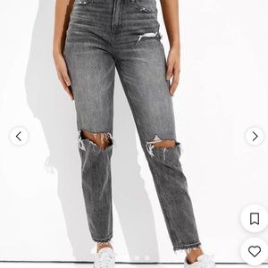 NEW American eagle high rise, mom jeans ripped gray women size 00